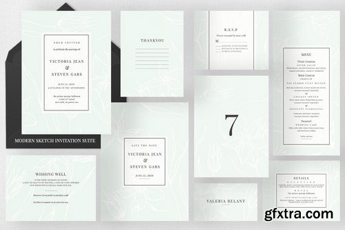 Modern Sketch Invitation Suite