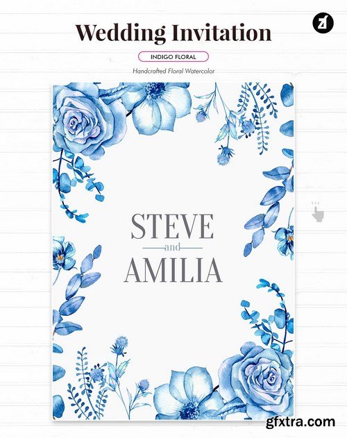 Floral Hand-drawn Watercolor Wedding Invitation Pack