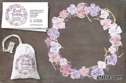 Pastel Hydrangeas Watercolor Clip Art Bundle