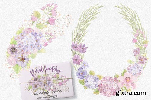 Pastel Hydrangeas Watercolor Clip Art Bundle