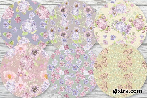 Pastel Hydrangeas Watercolor Clip Art Bundle