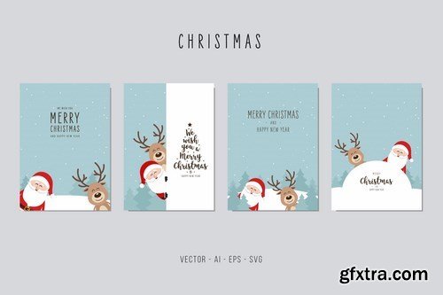 Christmas Greeting Vector Card Set