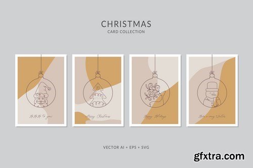 Christmas Greeting Vector Card Set