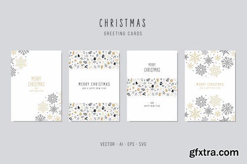 Christmas Greeting Vector Card Set