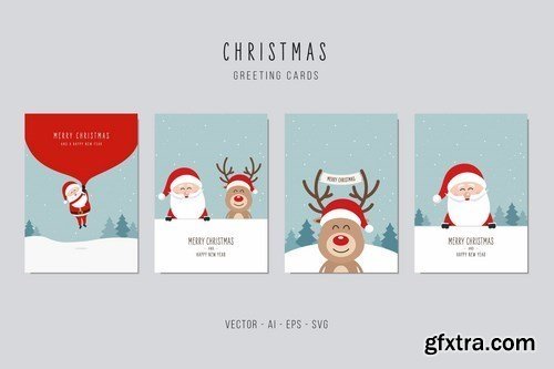 Christmas Greeting Vector Card Set