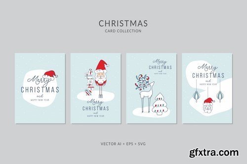 Christmas Greeting Vector Card Set