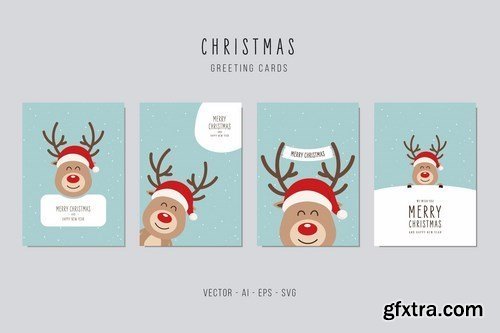 Christmas Greeting Vector Card Set