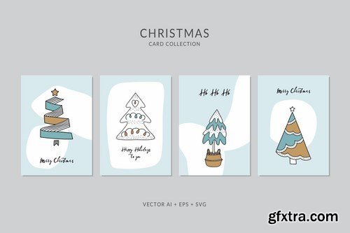 Christmas Greeting Vector Card Set