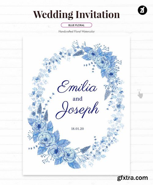 Floral Hand-drawn Watercolor Wedding Invitation