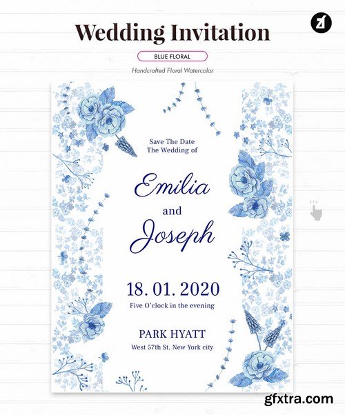 Floral Hand-drawn Watercolor Wedding Invitation