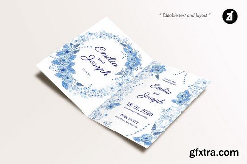 Floral Hand-drawn Watercolor Wedding Invitation