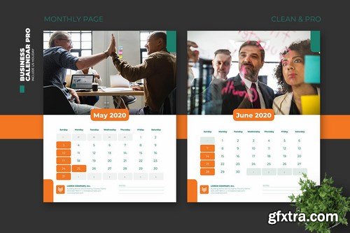 2020 Clean Business Calendar Pro with US Holiday