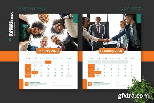 2020 Clean Business Calendar Pro with US Holiday