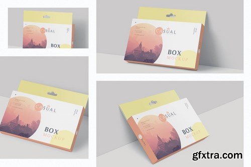 Box Mockup - Wide Slim Rectangle Size with Hanger