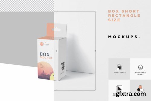 Box Mockup Set - Short Rectangle Size with Hanger