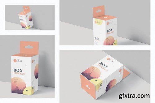 Box Mockup Set - Short Rectangle Size with Hanger