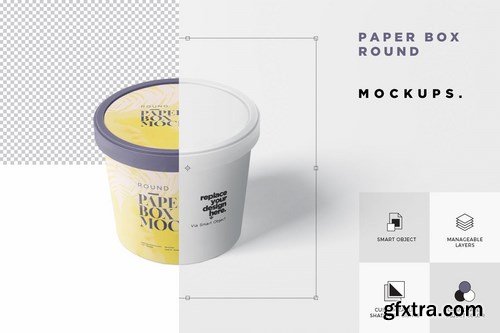 Paper Box Mockup Set - Round Small Size