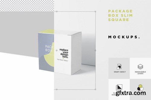 Package Box Mockup Set - Slim Square