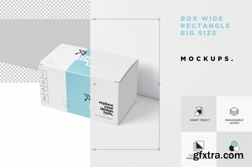 Box Mockup Set - Wide Rectangle Big Size
