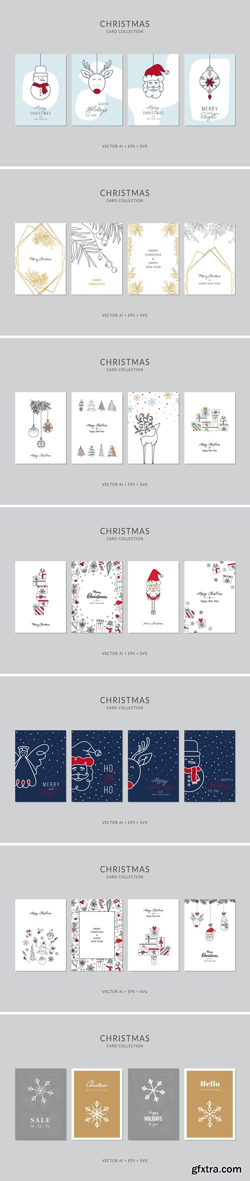 Christmas Greeting Card Vector Set