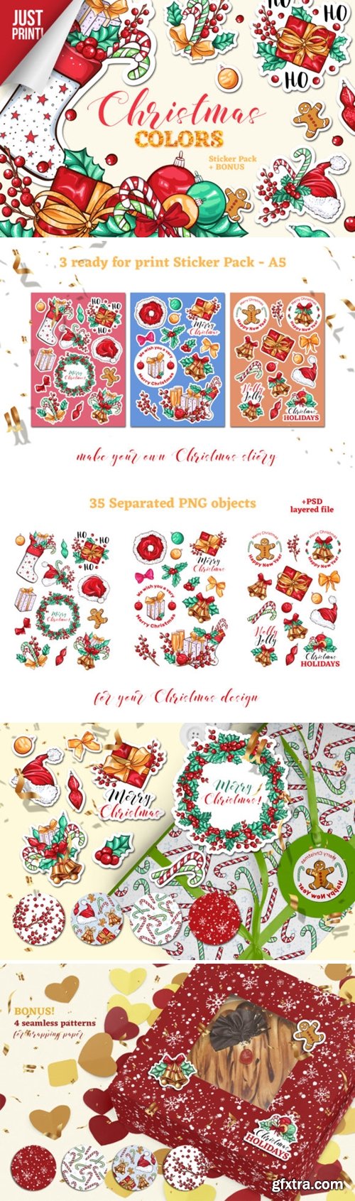 Christmas Colors Vector Sticker Pack 2011482