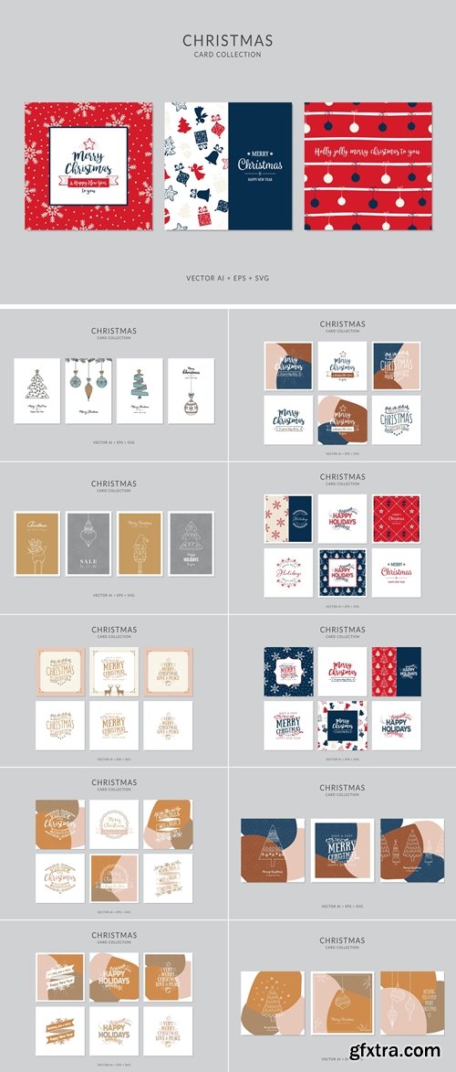 Christmas Greeting Card Vector Set 3