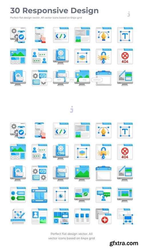 30 Responsive & Web Design Icons - Flat