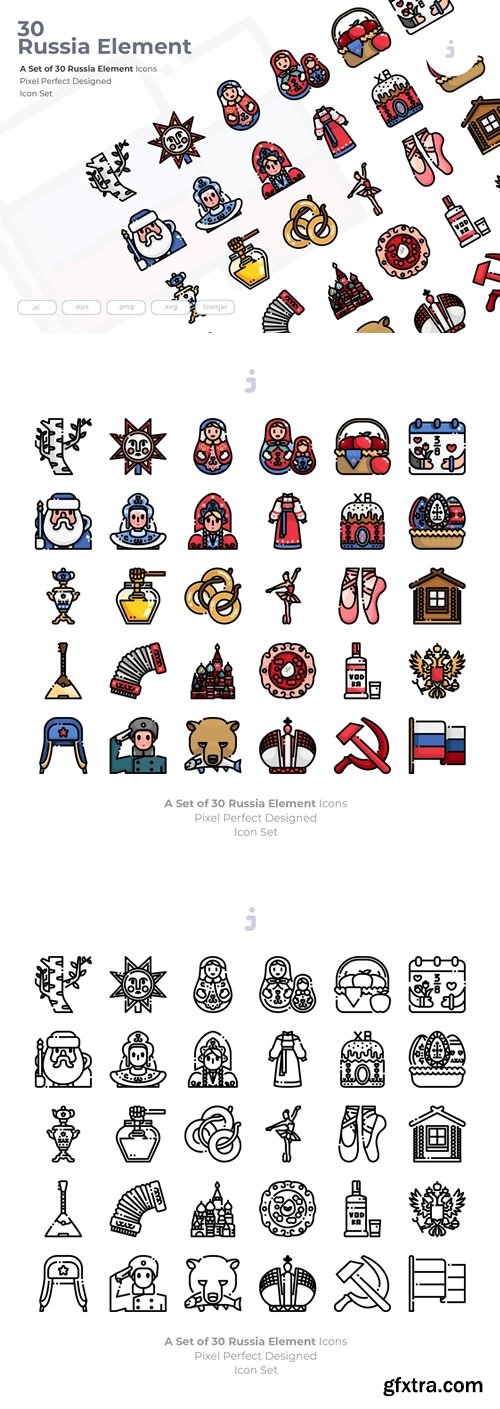 30 Russia Element Icons