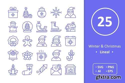 Winter and Christmas Icons - Line