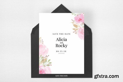 Watercolour Floral Invitation Suite