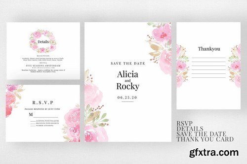 Watercolour Floral Invitation Suite