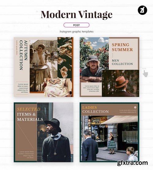 Modern vintage social media graphic templates