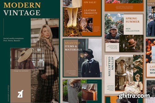 Modern vintage social media graphic templates