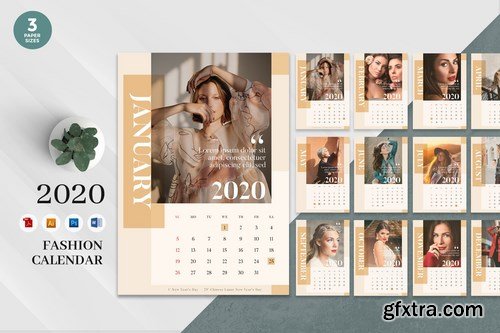 Elegant Fashion 2020 Calendar - AI, DOC, PSD