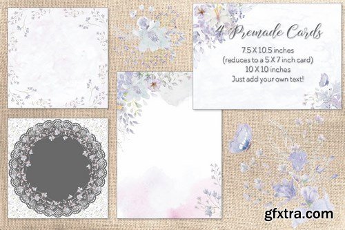 Smoky grey florals watercolor design set