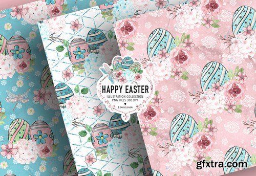 Happy Easter dragonfly digital paper pack