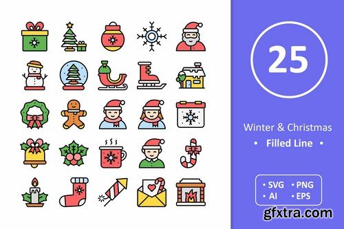 Winter & Christmas Icons - Filled Line