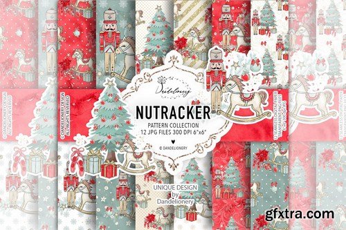 Christmas Nutcracker digital paper pack