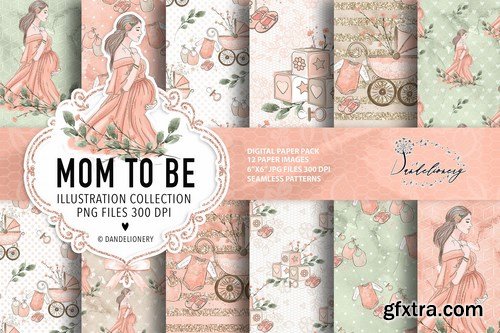 Mom to be Maternity digital paper pack