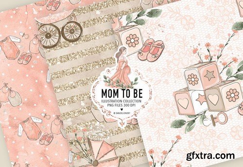 Mom to be Maternity digital paper pack