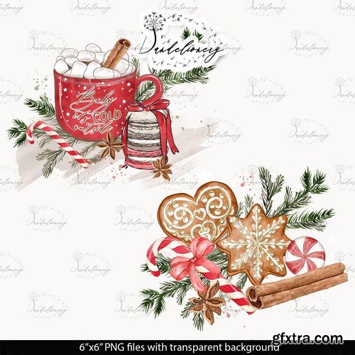 Gingerbread Watercolor Clipart