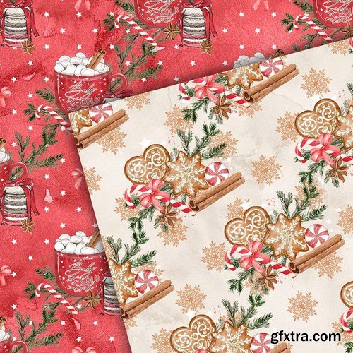 Gingerbread Watercolor digital paper pack