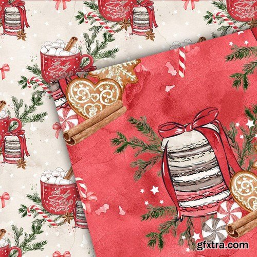 Gingerbread Watercolor digital paper pack