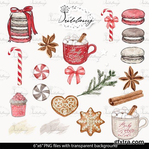 Gingerbread Watercolor Clipart