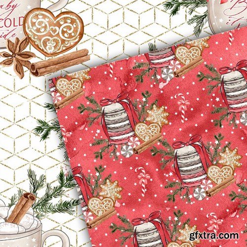 Gingerbread Watercolor digital paper pack