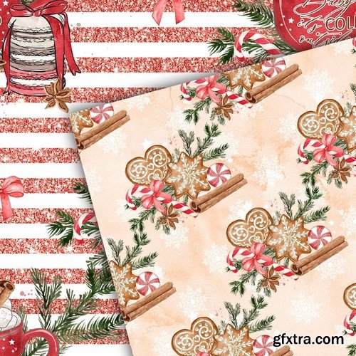 Gingerbread Watercolor digital paper pack