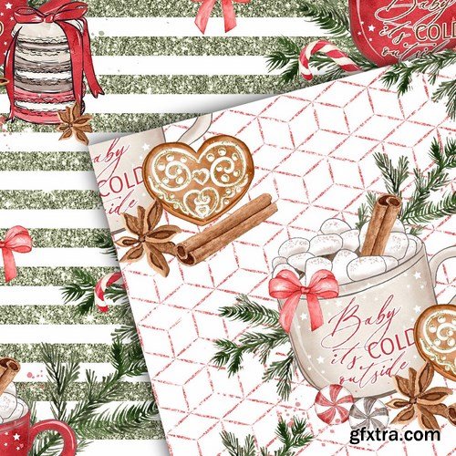 Gingerbread Watercolor digital paper pack