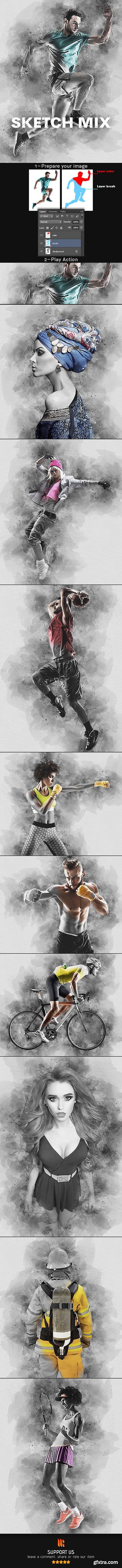 GraphicRiver - Sketch Mix Photoshop Action 25082364