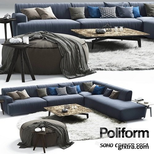 Poliform Soho corner sofa Elise Mad Tribeca Coffe Table