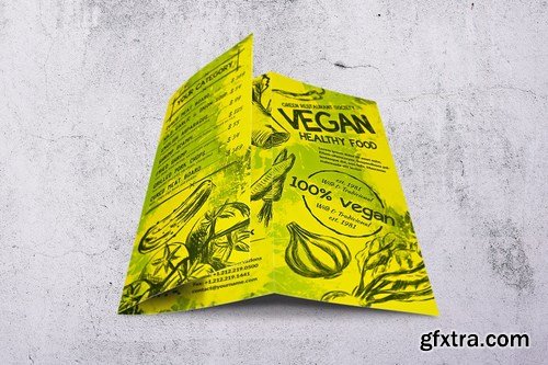 Vintage Vegan Trifold Food Menu A4 & US Letter